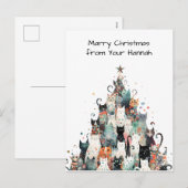 kattenkerst feestdagenkaart (Voorkant / Achterkant)