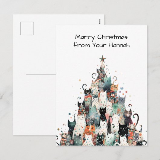 kattenkerst feestdagenkaart (Voorkant / Achterkant)