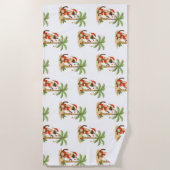 Kattenkerst in juli Hawaiiaanse rode hibiscus bloe Strandlaken (Voorkant)