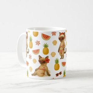 Kattenkerst in juli voor het thema Cat Lovers Beac Koffiemok