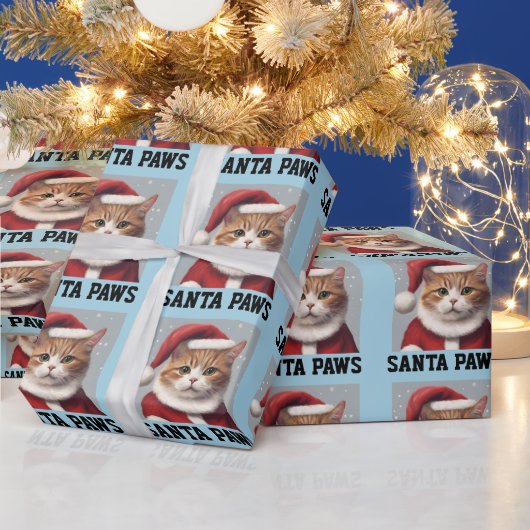 KATTENKERST, KERSTMAN, KERSTVOETEN GRAPPIG CADEAUPAPIER (Feestdagen)