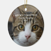 Kattenkerst Schattige Kat Foto Meowy Christmas Keramisch Ornament (Links)