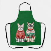 Kattenkerst Schort, Tabby en Siamese Katten Schort (Voorkant)