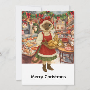 Kattenkerst thema in de bakkerij feestdagenkaart