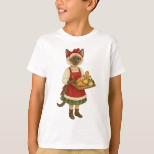 Kattenkerst thema in de bakkerij t-shirt