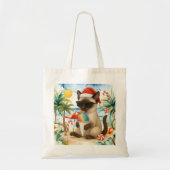 Kattenkerst thema op kerststrand in juli tote bag (Voorkant)