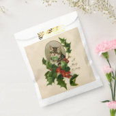 Kattenkerst Vrolijk Holly Kitten Antiek Kunst Bedankzakje (Gezegeld)