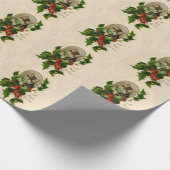 Kattenkerst Vrolijk Holly Kitten Antiek Kunst Cadeaupapier (Hoek)