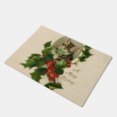 Kattenkerst Vrolijk Holly Kitten Antiek Kunst Deurmat (Schuin)
