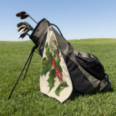 Kattenkerst Vrolijk Holly Kitten Antiek Kunst Golfhanddoek (Groen)