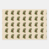 Kattenkerst Vrolijk Holly Kitten Antiek Kunst Inpakpapier Vel (Voorkant 2)