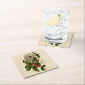 Kattenkerst Vrolijk Holly Kitten Antiek Kunst Kartonnen Onderzetters (Insitu)