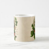 Kattenkerst Vrolijk Holly Kitten Antiek Kunst Koffiemok (Center)