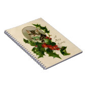 Kattenkerst Vrolijk Holly Kitten Antiek Kunst Notitieboek (Rechterzijde)
