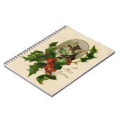 Kattenkerst Vrolijk Holly Kitten Antiek Kunst Notitieboek (Linkerzijde)