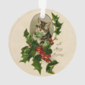 Kattenkerst Vrolijk Holly Kitten Antiek Kunst Ornament (achterkant)