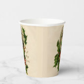 Kattenkerst Vrolijk Holly Kitten Antiek Kunst Papieren Bekers (Rechts)