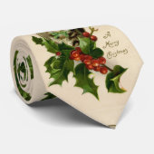 Kattenkerst Vrolijk Holly Kitten Antiek Kunst Stropdas (Opgerold)