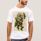 Kattenkerst Vrolijk Holly Kitten Antiek Kunst T-shirt (Voorkant)