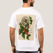 Kattenkerst Vrolijk Holly Kitten Antiek Kunst T-shirt (Achterkant)