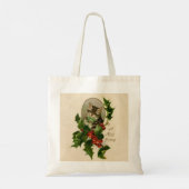Kattenkerst Vrolijk Holly Kitten Antiek Kunst Tote Bag (Achterkant)