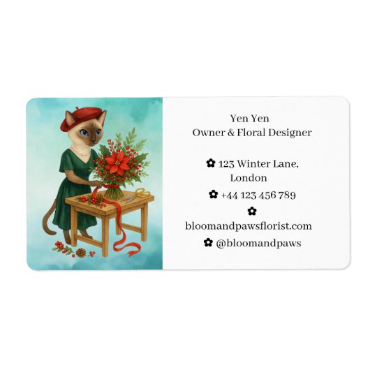 Kattenkerstbloemen in de bloemenwinkel etiket (Voorkant)