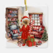 Kattenkerstboksen keramisch ornament (Voorkant)