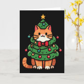 Kattenkerstboom Cute Kerstmeisjes Kinderen Peuter Kaart (Gele Bloem)