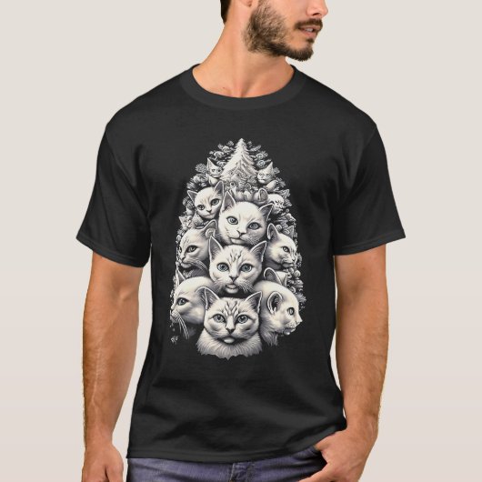Kattenkerstboom Kerstkat T-shirt (Voorkant)