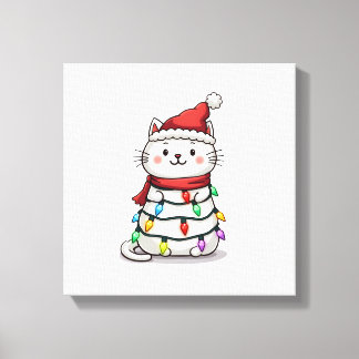 Kattenkerstboom Kerstmis (2) Canvas Afdruk