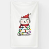 Kattenkerstboom Kerstmis (2) Spandoek (Verticaal)