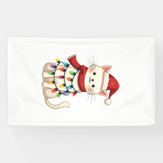 Kattenkerstboom Kerstmis (3) Spandoek