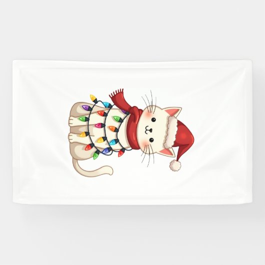 Kattenkerstboom Kerstmis (3) Spandoek (Horizontaal)