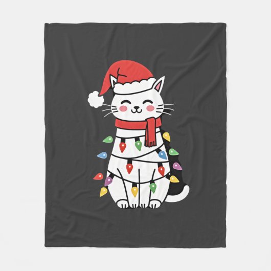 Kattenkerstboom Kerstmis (7) Fleece Deken (Voorkant)