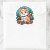 Kattenkerstdag Ronde Sticker (Tas)