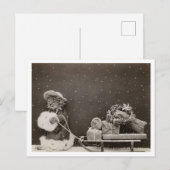 Kattenkerstinkopen  zwart-wit briefkaart (Voorkant / Achterkant)