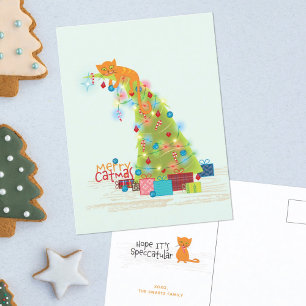KattenKerstmis Boom Kerstkaart Briefkaart