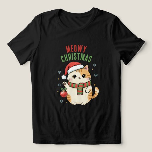 Kattenkerstmis – Festive Vakantiedesign Tri-Blend Shirt (Design voorkant)