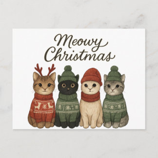 Kattenkerstmis Knuffelkatten Vakantieansichtkaart Feestdagenkaart