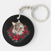 Kattenkerstmis Maine Coon Kat Sleutelhanger (Achterkant)