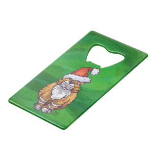 Kattenkerstmis Op Groen Creditkaart Flessenopener