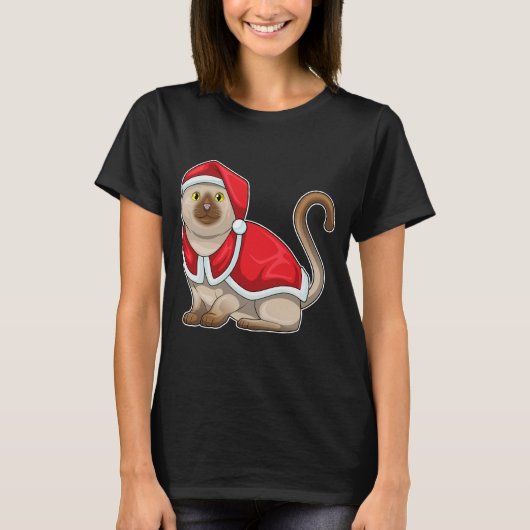 Kattenkerstmis Santa-hoed T-shirt (Voorkant)