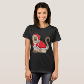 Kattenkerstmis Santa-hoed T-shirt (Voorkant volledig)