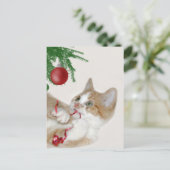 Kattenkerstpret Feestdagenkaart (Staand voorkant)
