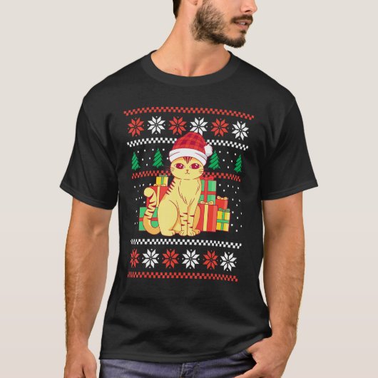 Kattenkersttrui Katten Met Pixie Hoed T-shirt (Voorkant)