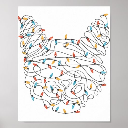 Kattenkerstverlichting - Grappige kerst Poster (Voorkant)