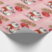  kattenkeuken en -boom voor kerstretro cadeaupapier (Hoek)