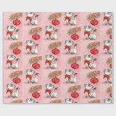  kattenkeuken en -boom voor kerstretro cadeaupapier (Vlak)