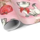  kattenkeuken en -boom voor kerstretro cadeaupapier (Rol Hoek)