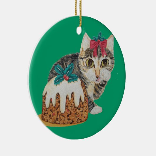 kattenkeukentafeltje om te kotsen op kerst keramisch ornament (Rechts)